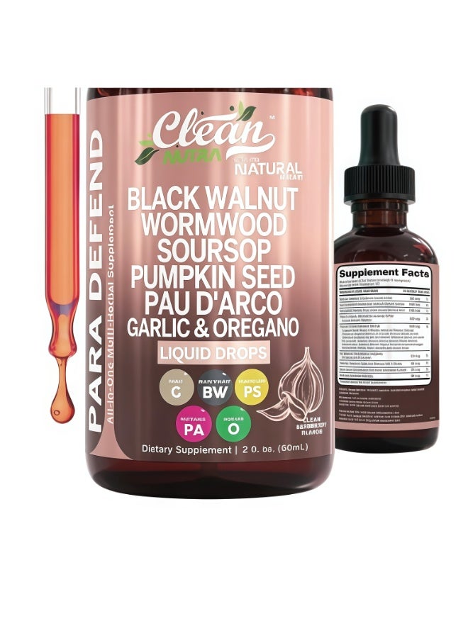 كلين قطرات سائلة للدفاع العشبي النقي | مركب الجوز الأسود والأرتيميسيا | 2 أونصة سائلة (60 مل) - Image 1